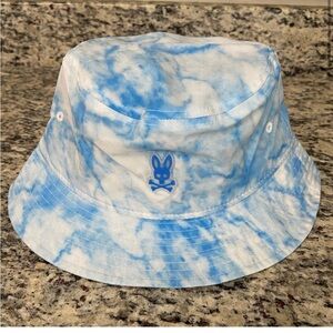 PSYCHO BUNNY BUCKET HAT marbleized blue Hempstead Line Like New